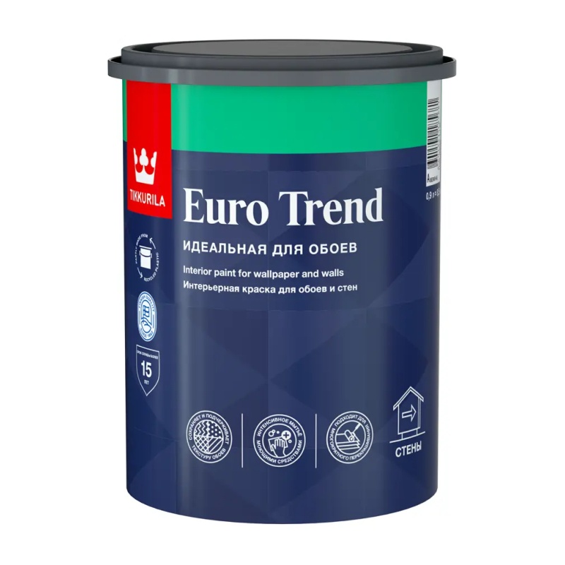 Краска для обоев и стен Tikkurila Euro Trend С матовая (0,9 л)