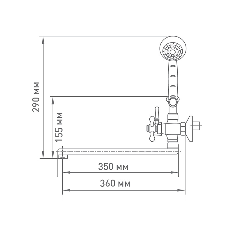 Смеситель для ванны Mix&Fix Soffron 7401-03 с аксессуарами, L- излив 350мм